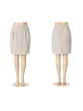SAG HARBOR Size 14  Beige Skirt  Front Pleats & Back Slit Polyester Blend
